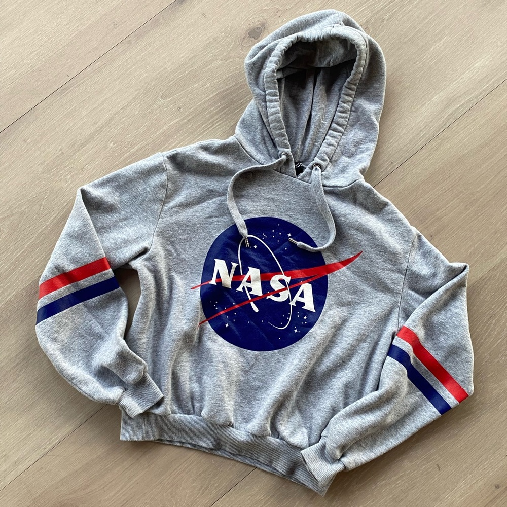 H&M Divided Gray NASA Logo Hoodie Size Small